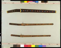 水角把沈香鞘金銀山水絵金銀珠玉荘刀子 第13号 - 正倉院