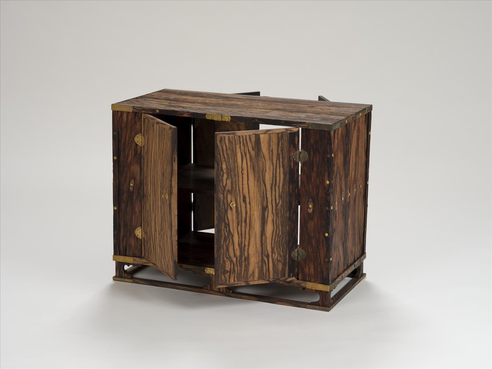 Cabinet of black persimmon wood with doors on both sides. - Shosoin