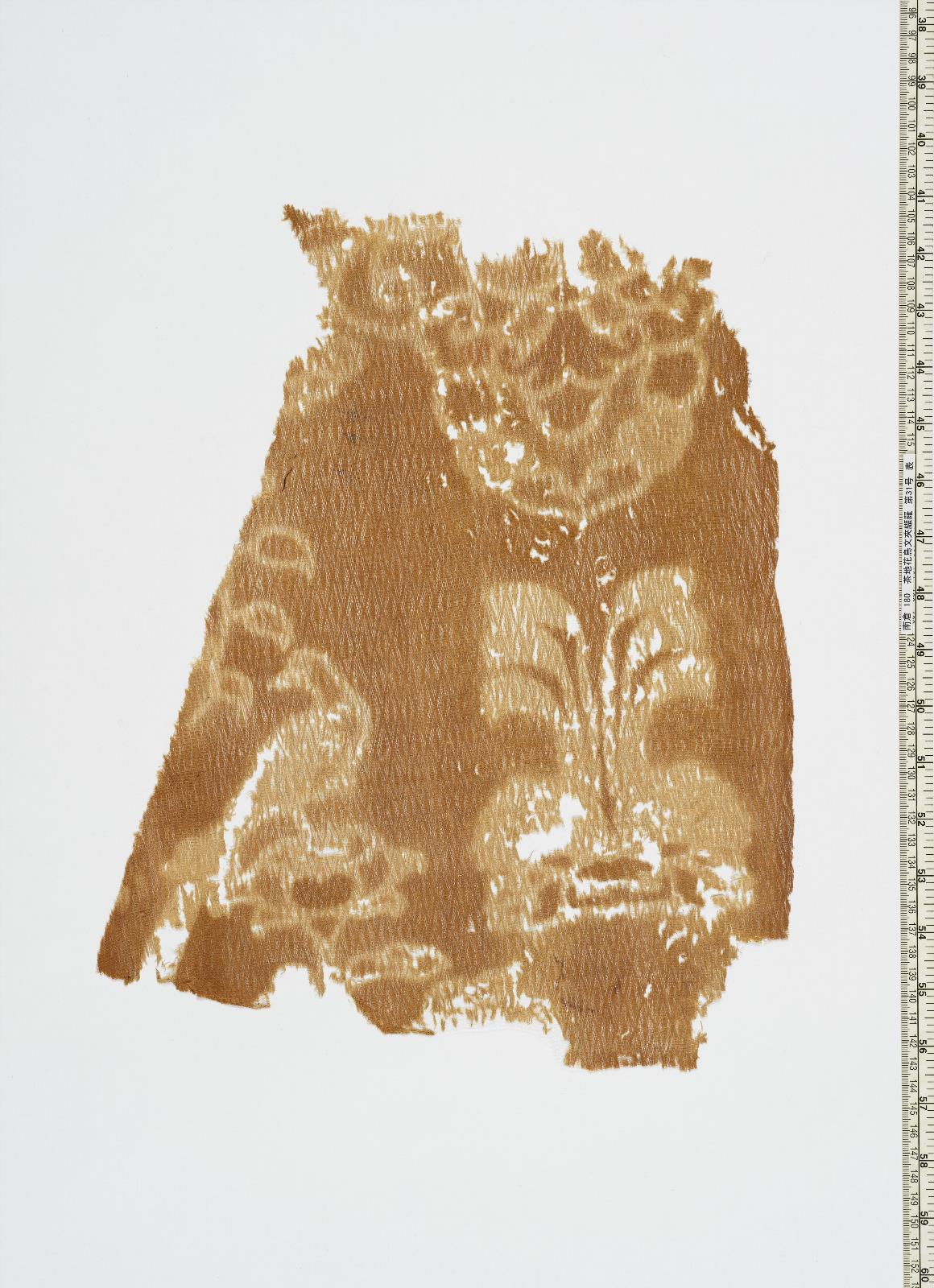 茶地花鳥文夾纈羅 第31号 - 正倉院